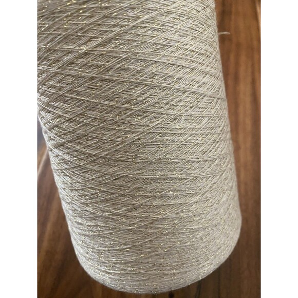 Cone Yarn Light Beige Gold Glitter Thread Craft Clothes 640g Very Fine #279 - Picture 3 of 4